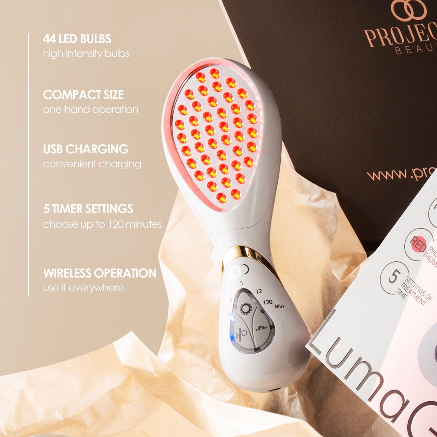LumaGlow Red | Anti-Aging LED Light Therapy Wand