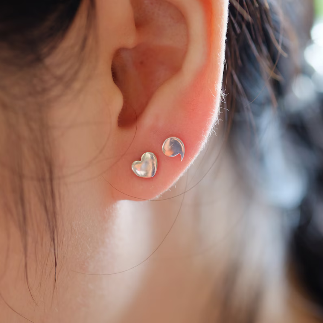 Semicolon Heart Earrings